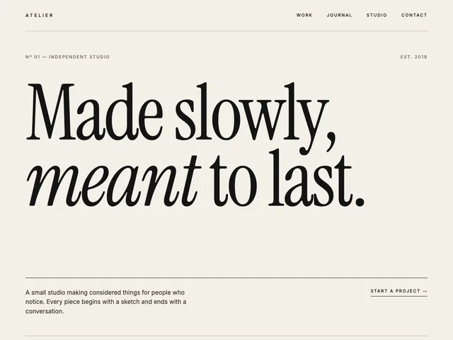 Website template example: Bold editorial