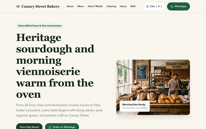 The Canary Street Bakery page the ads open