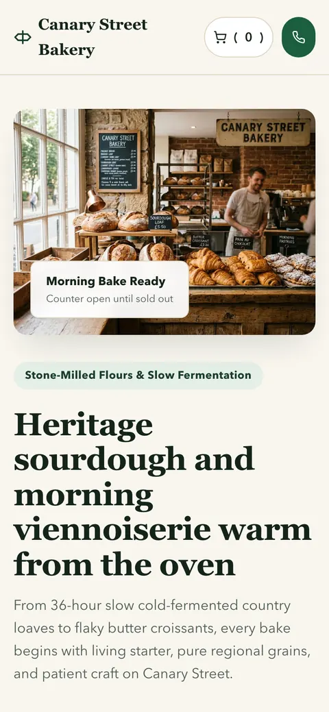 The same client website on a phone