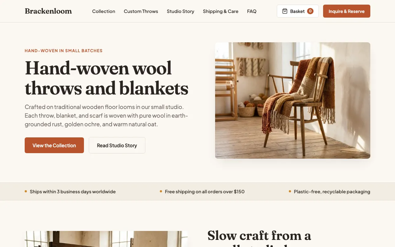 A demo online shop website built by AgentCeres, on a desktop