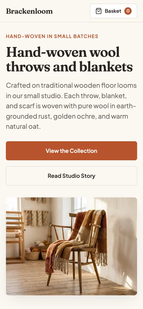 The same shop website on a phone
